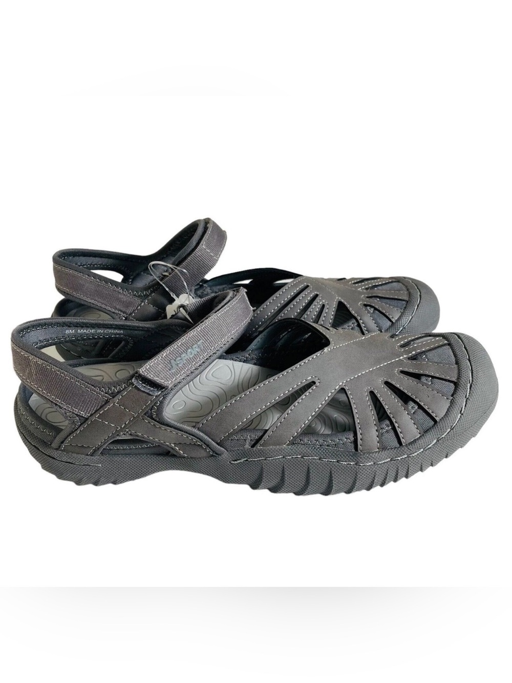 Jambu Jsport Poppy Grey Cutout Comfort Sandals Shoes 7.5 Womens
